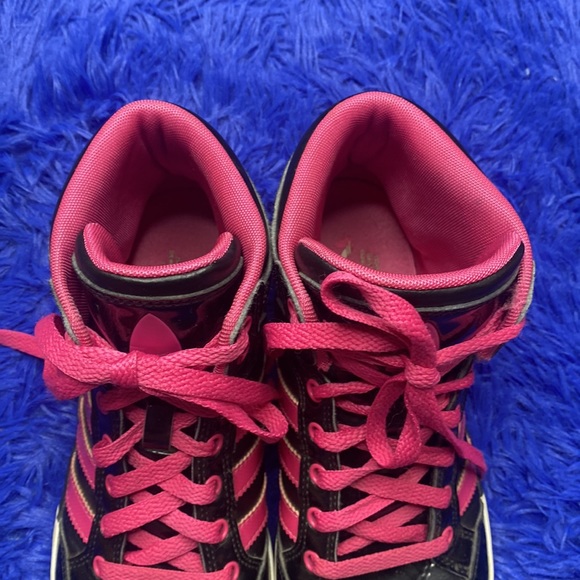 Adidas Black & Pink Lace Up High Top Sneakers Size 7 - Picture 6 of 14